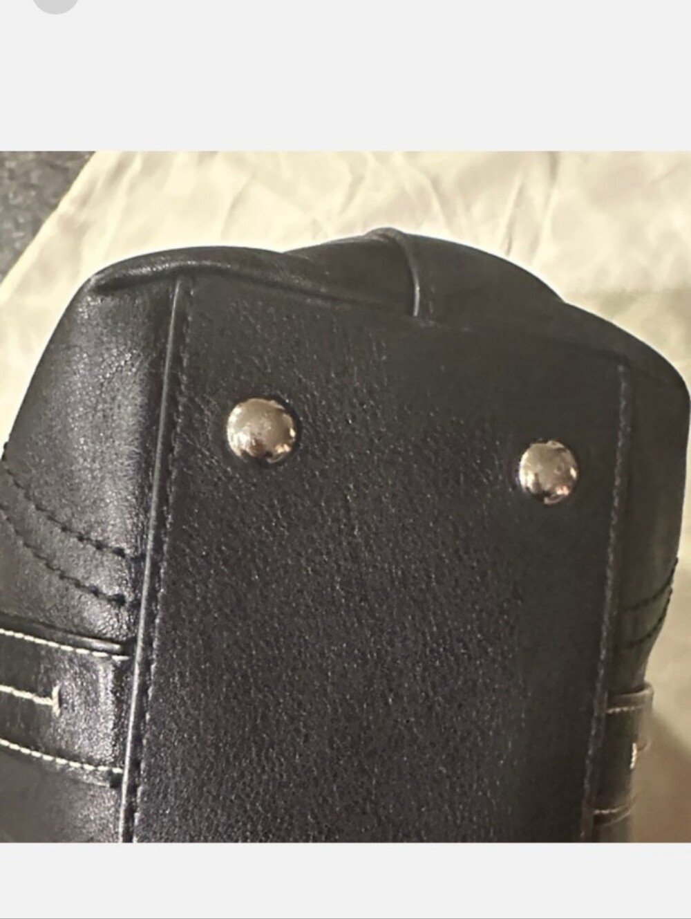 Coach Black Leather Tote Bag with Contrast Stitching F13098 LIKE NEW - Picture 7 of 14